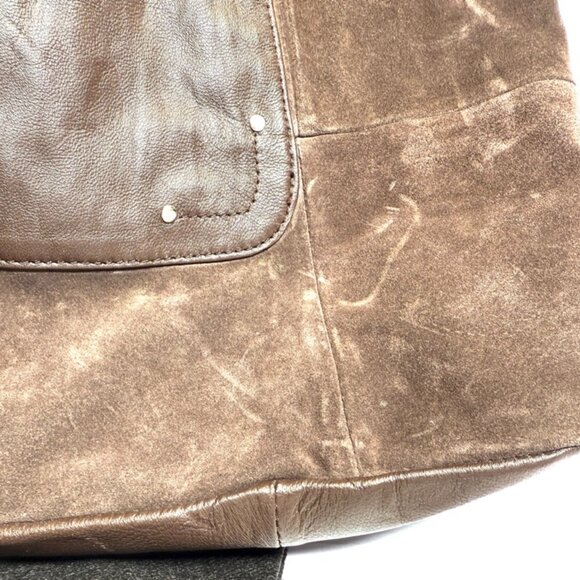 Distressed Dark Brown Suede Leather Hobo Shoulder Bag NWT - Picture 3 of 14